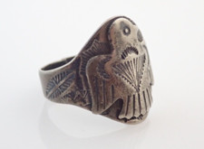 Vintage Navajo Fred Harvey Era Thunderbird Stamped Sterling Band Ring Sz 10.5 - Additional view 2