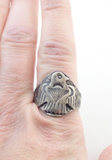 Vintage Navajo Fred Harvey Era Thunderbird Stamped Sterling Band Ring Sz 10.5 - Additional view 6