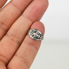 Old 1930's Fred Harvey Sterling Silver Thunderbird Whirling Log Ring Sz 3.5 - Additional view 4