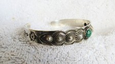 Navajo Indian Sterling Silver & Turquoise Fred Harvey Era Whirling Logs Bracelet - Additional view 1