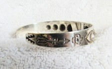 Navajo Indian Sterling Silver & Turquoise Fred Harvey Era Whirling Logs Bracelet - Additional view 2