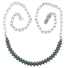 24" 1950's southwestern style sterling silver Fred Harvey type row necklace