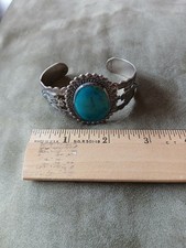 Fred Harvey Era Cuff Turquoise Bracelet VintageThunderbird Arrowhead Sterling P - Additional view 15