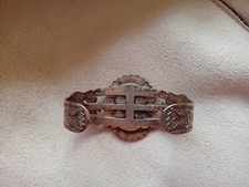 Fred Harvey Era Cuff Turquoise Bracelet VintageThunderbird Arrowhead Sterling P - Additional view 6