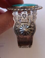 Fred Harvey Era Cuff Turquoise Bracelet VintageThunderbird Arrowhead Sterling P