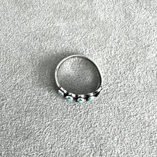 Vintage Fred Harvey Era Snake Eyes Turquoise Row Ring Sterling Silver Size 4.9 - Additional view 7