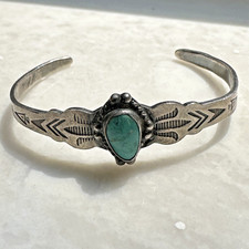 Fred Harvey Era Sterling Turquoise Child's Navajo Style Cuff Bracelet SMALL - Additional view 12