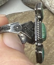 Vintage Early Fred Harvey Era Sterling Silver Green Turquoise Ring sz 6 - Additional view 7