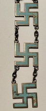 True Early Fred Harvey Era Sterling & Coin Silver Whirling Logs Pendant  - Additional view 1