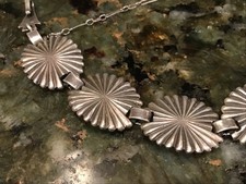 Early Fred Harvey Era Navajo Sterling Silver Concha Bracelet w/paperclip chain - Additional view 13
