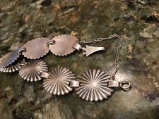 Early Fred Harvey Era Navajo Sterling Silver Concha Bracelet w/paperclip chain - Additional view 15