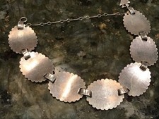 Early Fred Harvey Era Navajo Sterling Silver Concha Bracelet w/paperclip chain - Additional view 16