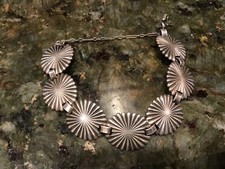 Early Fred Harvey Era Navajo Sterling Silver Concha Bracelet w/paperclip chain - Additional view 4