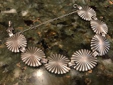 Early Fred Harvey Era Navajo Sterling Silver Concha Bracelet w/paperclip chain - Additional view 5