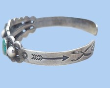 Vintage Fred Harvey Era 3 Stone Royston Turquoise Sterling Silver Cuff Bracelet - Additional view 5