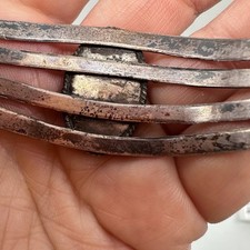 FRED HARVEY ERA Sterling Silver Engraved Cuff Bracelet Petrified Wood 24g Patina - Additional view 11