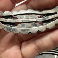 FRED HARVEY Era Coin Silver Turquoise Cuff Bracelet Thunderbird Stamp Work - Additional view 6
