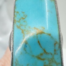 VINTAGE Navajo Style Sterling Silver Turquoise Statement Ring Rectangle Cut - Additional view 3