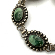 Vintage Fred Harvey Era Bracelet Sterling Green Turquoise Bracelet 6.75