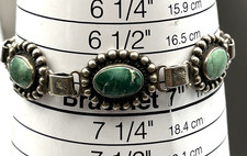Vintage Fred Harvey Era Bracelet Sterling Green Turquoise Bracelet 6.75
