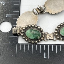Vintage Fred Harvey Era Bracelet Sterling Green Turquoise Bracelet 6.75