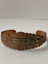 Vintage 1940s Fred Harvey Era Copper Stamped Arrow Concho Cuff Bracelet - Additional view 1