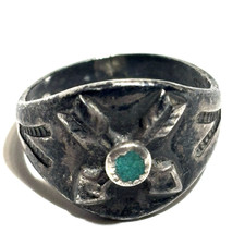 Fred Harvey Era Ring Stamped Sterling Silver Turquoise Vintage Southwest Arrows - Additional view 7