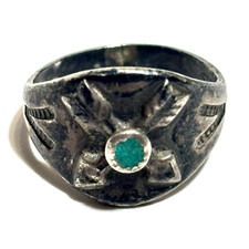 Fred Harvey Era Ring Stamped Sterling Silver Turquoise Vintage Southwest Arrows - Additional view 10