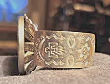 Fred Harvey Era Native American Nickel Silver Morgan Dollar Cuff Bracelet 6.25