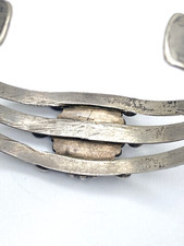 VTG Fred Harvey Era Silver Turquoise Cuff Bracelet Petite 3-Rail Native American - Additional view 11