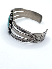 VTG Fred Harvey Era Silver Turquoise Cuff Bracelet Petite 3-Rail Native American - Additional view 8