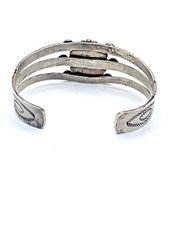 VTG Fred Harvey Era Silver Turquoise Cuff Bracelet Petite 3-Rail Native American - Additional view 10