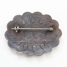 Vintage Fred Harvey Era Navajo Oval Concho Pin Brooch Turquoise Sterling Stamped - Additional view 3