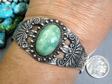 Fred Harvey Era NAVAJO Maisels CARICO LAKE TURQUOISE Sterling Silver 43g CUFF - Additional view 1