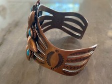 Vintage Fred Harvey Era Copper And Turquoise Bracelet - Additional view 2