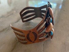 Vintage Fred Harvey Era Copper And Turquoise Bracelet - Additional view 3