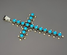 Fred Harvey Era, Bell Trading Co Sterling Silver 925 Turquoise Cross Pdnt. 2.75” - Additional view 1