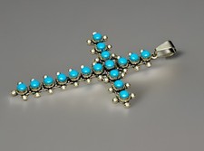 Fred Harvey Era, Bell Trading Co Sterling Silver 925 Turquoise Cross Pdnt. 2.75” - Additional view 2