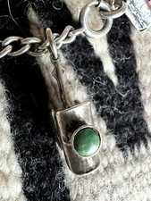 Vtg SOUTHWESTERN FRED HARVEY ERA 11-CHARM BRACELET ster. snake eye turquoise 7