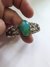 Signed JP Vtg THUNDERBIRDS Navajo Sterling Silver Turquoise BRACELET Fred Harvey - Additional view 3