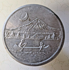 Vintage Fred Harvey collapsible drinking cup, aluminum. railroadiana, Western