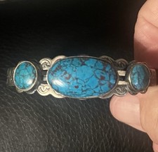 Native American Fred Harvey Era Spiderweb BISBEE TURQUOISE Bracelet - Additional view 1