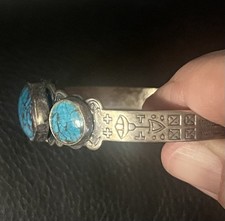 Native American Fred Harvey Era Spiderweb BISBEE TURQUOISE Bracelet - Additional view 5