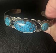 Native American Fred Harvey Era Spiderweb BISBEE TURQUOISE Bracelet