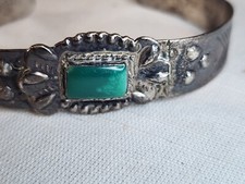 NAVAJO Fred Harvey Era, Sterling Silver Bracelet, Green Cerillo Turquoise NICE! - Additional view 2