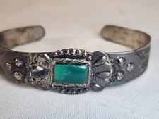 NAVAJO Fred Harvey Era, Sterling Silver Bracelet, Green Cerillo Turquoise NICE! - Additional view 3