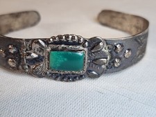 NAVAJO Fred Harvey Era, Sterling Silver Bracelet, Green Cerillo Turquoise NICE! - Additional view 4