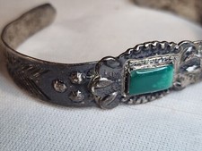 NAVAJO Fred Harvey Era, Sterling Silver Bracelet, Green Cerillo Turquoise NICE! - Additional view 5