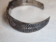 NAVAJO Fred Harvey Era, Sterling Silver Bracelet, Green Cerillo Turquoise NICE! - Additional view 7