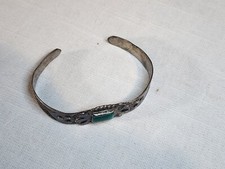 NAVAJO Fred Harvey Era, Sterling Silver Bracelet, Green Cerillo Turquoise NICE! - Additional view 9
